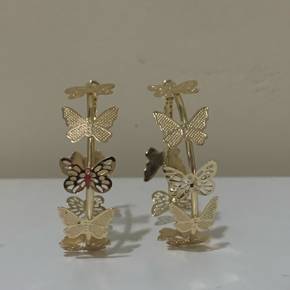 Butterfly hoop earrings - Picture 3 of 3